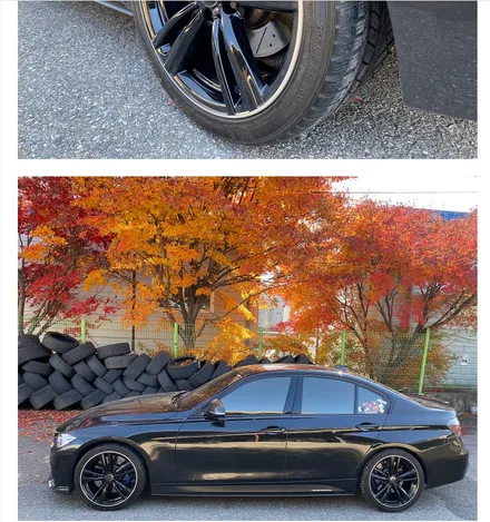 BMW F30 330i 442M 19인치 휠 상처 수리 및 부식 제거 /  약품 박리 ( 페인트 제거) 후, 블랙 + 실버 투톤 휠도색 / 용인 처인구