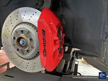 벤츠 E53 AMG 휠수리 후 블랙 실버 투톤 무광 휠도색 + 레드 캘리퍼 도색 / 용인 처인구
