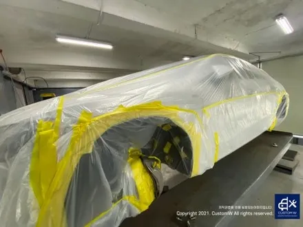 아우디 A7 50TDI 20인치 휠 상처 수리 후, 다이아몬드 커팅 가공을 이용한 블랙 폴리시 휠 커스텀 도색 작업 그리고 레드 캘리퍼 도색 작업까지_! / 용인 처인구