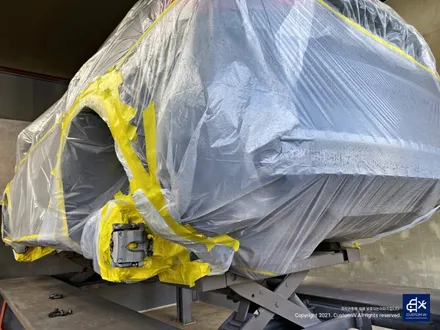벤츠 GLC350e 리어 범퍼 수리 + 휠수리 후 무광 그레이 휠도색 + 블랙 캘리퍼 도색 / 용인 처인구