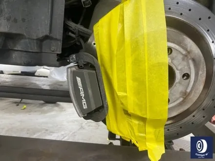 벤츠 GLE63 AMG 휠 도색 불량 재작업 약품 박리 제거 후, 사틴 블랙 + 실버 투톤 휠도색 + 레드 캘리퍼 도색 / 용인 처인구