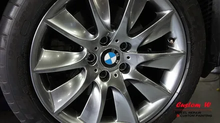 BMW 528I 18인치 터빈휠 상처 수리 후 고스트크롬 휠도색. / 용인 처인구