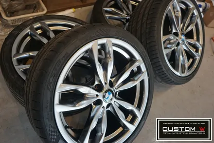 BMW F10 M550D 고스트크롬 휠도색 + 레드 캘리퍼도색 / 용인 처인구