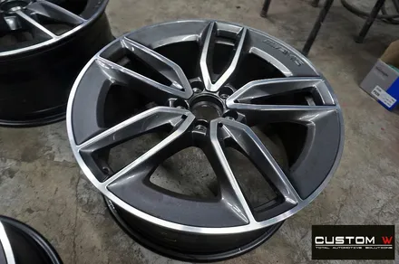 벤츠 E53 AMG 블랙실버 유광투톤 휠도색 + 레드 캘리퍼 도색 / 용인 처인구