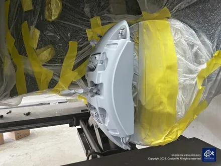 벤츠 GLE53 AMG 잘 못된 휠수리 박리 제거 후, 블랙유광 휠도색 + 레드 캘리퍼 도색 / 용인 처인구