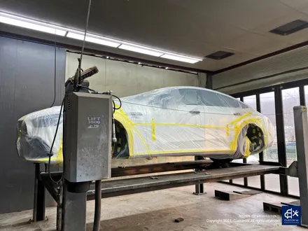 벤츠 GT43 AMG 잘못된 기존 도색 이력 박리후 블랙 실버 투톤 유광 휠도색 + 레드 캘리퍼 도색 / 용인 처인구