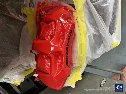 벤츠 C63 AMG 쿠페 휠수리 후 무광블랙 휠도색 + 레드 캘리퍼 도색 / 용인 처인구