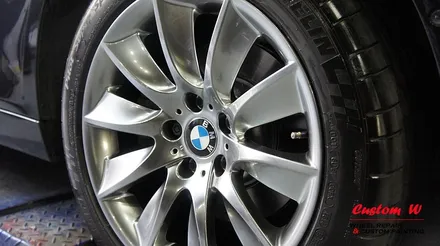 BMW 528I 18인치 터빈휠 상처 수리 후 고스트크롬 휠도색. / 용인 처인구