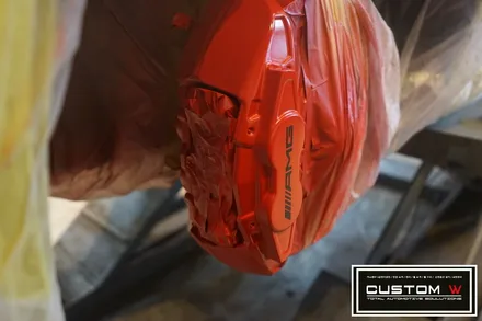 벤츠 A45 AMG 레드 캘리퍼도색, 블랙유광 휠도색. / 용인 처인구