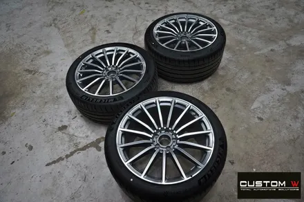 벤츠 GT43 AMG 무광 블랙실버 투톤 휠 + 골드 캘리퍼 도색 / 용인 처인구
