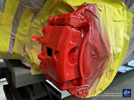 쌍용 티볼리 휠스티커 제거 후 블랙유광 휠도색 + 레드 캘리퍼 도색 / 용인 처인구