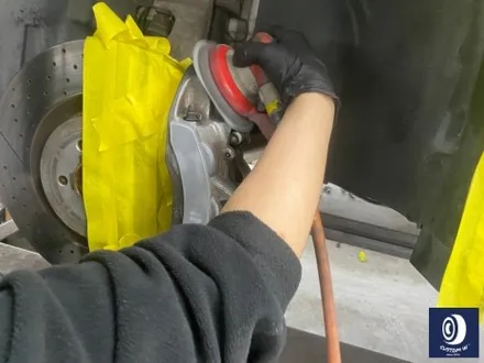 벤츠 GLE63 AMG 휠 도색 불량 재작업 약품 박리 제거 후, 사틴 블랙 + 실버 투톤 휠도색 + 레드 캘리퍼 도색 / 용인 처인구