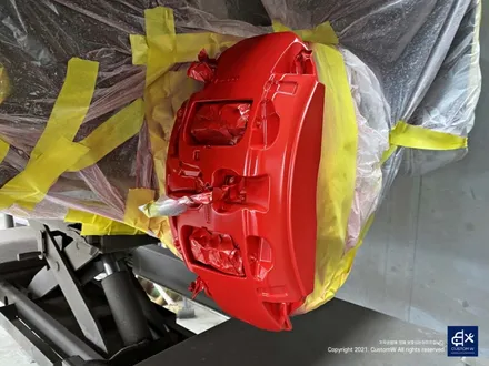 벤츠 GLE53 AMG 잘 못된 휠수리 박리 제거 후, 블랙유광 휠도색 + 레드 캘리퍼 도색 / 용인 처인구