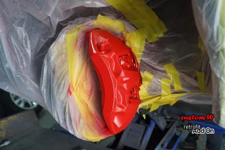 아우디 Q7 휠 상처수리 후 블랙유광 휠도색, 레드 캘리퍼도색(BREMBO로고) / 용인 처인구