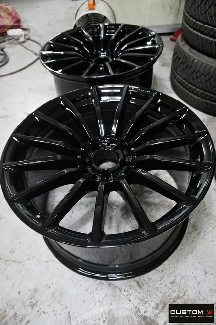 벤츠 GT43 AMG 블랙유광 휠도색 + 레드 캘리퍼 도색 / 용인 처인구