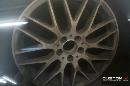 벤츠 A45 AMG 블랙 실버 투톤 무광 휠도색 + 레드 캘리퍼 도색 / 용인 처인구