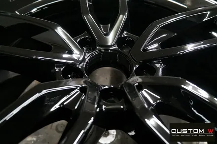 벤츠 E53 AMG 블랙 실버 투톤 유광 휠도색 + 카본 세라믹 골드 캘리퍼 도색 / 용인 처인구