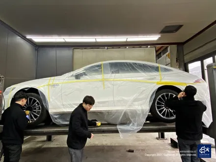 벤츠 GT43 AMG 휠수리 후 블랙유광 휠도색 + 레드 캘리퍼 도색 / 용인 처인구