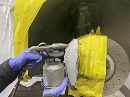 벤츠 E53 AMG 휠수리 후 블랙 실버 투톤 무광 휠도색 + 레드 캘리퍼 도색 / 용인 처인구
