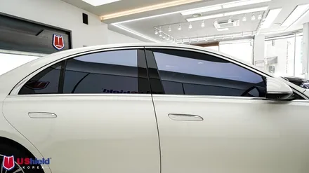 벤츠 S클래스 S350D. 유쉴드 바이올렛 썬팅, 전체 PPF, 윈드쉴드 시공 2년 후. / 충남 천안