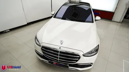 벤츠 S클래스 S350D. 유쉴드 바이올렛 썬팅, 전체 PPF, 윈드쉴드 시공 2년 후. / 충남 천안