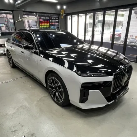 강남랩핑 BMW 7시리즈 투톤 부분랩핑 오토벨벳 유광블랙 / 강남, 개포, 양재