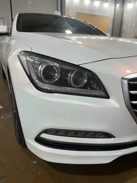 제네시스 DH G80 PET White to Pink 전체랩핑 전체제거 사고수리 번호판등 교환 스포일러 글라스윙 장착 튜닝 안산 / 경기 안산