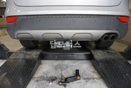 싼타페 DM 큐브랙 인증 견인장치 견인고리 장착하고 텐트 트레일러 견인해서 캠핑 추울발~!! 수원 견인장치 전문 / 수원 호매실동