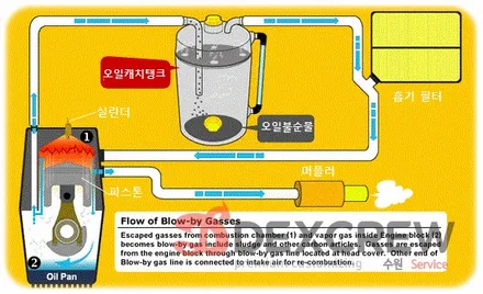 올란도 디젤 시스템 오일 캐치 탱크 장착하고 블로 바이 가스 걸러주세요~ / 수원 호매실동