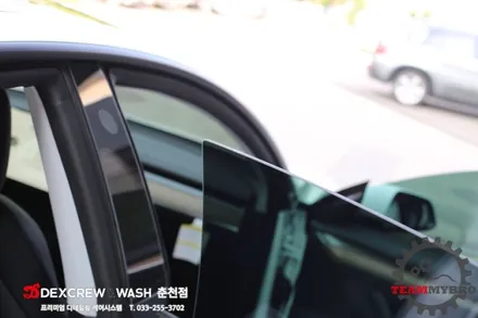 춘천썬팅 신차패키지 공동구매 테슬라 모델3 작업(틴팅, 유리막 코팅, 유막 제거, 발수코팅, PPF, 신차 검수)