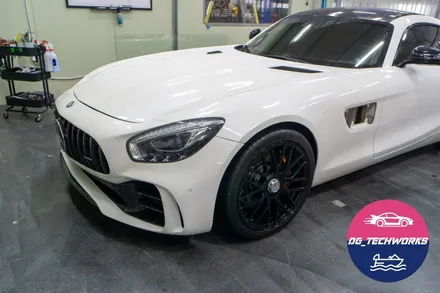 AMG GT 에이버리 다크 옐로우 전체 랩핑 & 라인 데칼 시공 [디지테크웍스] / 대구 달성군