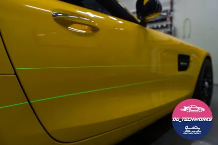 AMG GT 에이버리 다크 옐로우 전체 랩핑 & 라인 데칼 시공 [디지테크웍스] / 대구 달성군