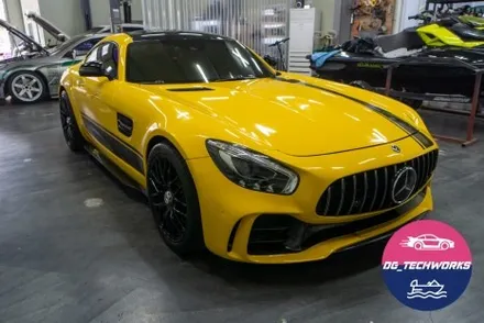 AMG GT 에이버리 다크 옐로우 전체 랩핑 & 라인 데칼 시공 [디지테크웍스] / 대구 달성군