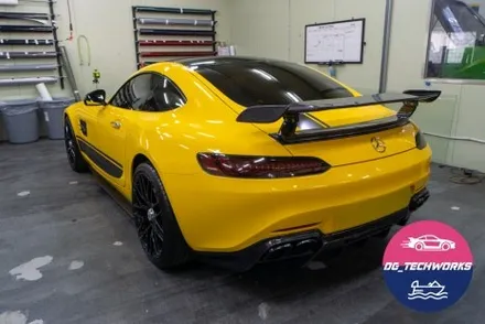 AMG GT 에이버리 다크 옐로우 전체 랩핑 & 라인 데칼 시공 [디지테크웍스] / 대구 달성군