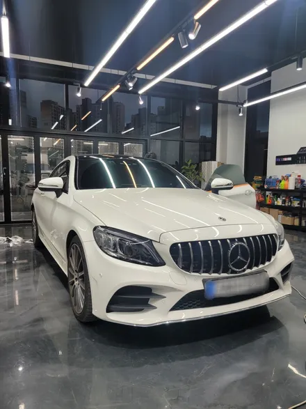 동탄랩핑 벤츠 c200쿠페 윈도우몰딩, 도어손잡이 크롬죽이기, 루프스킨 작업했어요 / 동탄 산척동