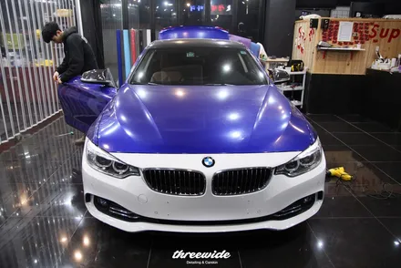 수원랩핑 쓰리와이드의 bmw 420d 카멜레온 전체랩핑 (satin lightingridge) / 성남시 수정구 시흥동