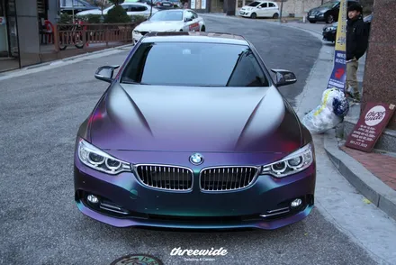 수원랩핑 쓰리와이드의 bmw 420d 카멜레온 전체랩핑 (satin lightingridge) / 성남시 수정구 시흥동