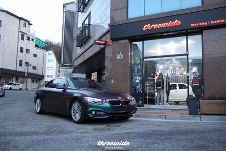 수원랩핑 쓰리와이드의 bmw 420d 카멜레온 전체랩핑 (satin lightingridge) / 성남시 수정구 시흥동
