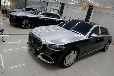 벤츠 마이바흐 S580, 도색처럼 깔끔한 투톤 랩핑 시공! (#듀오톤 #실버블랙 #분당 #판교) / 성남시 수정구 시흥동