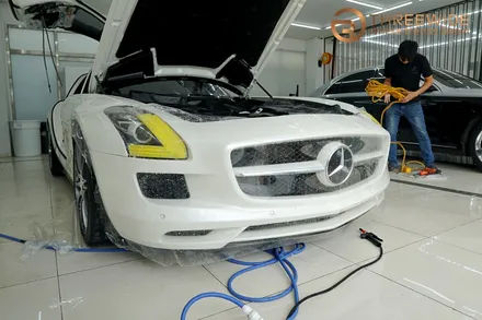 분당 벤츠 SLS, 오래된 PPF 황변이 생겼다면 이런 방법으로!? (#벤츠 #SLS #AMG #PPF제거 #광택 #분당 #판교) / 성남시 수정구 시흥동