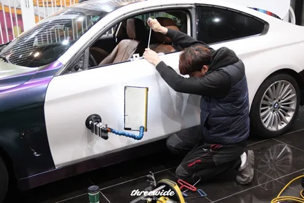 수원랩핑 쓰리와이드의 bmw 420d 카멜레온 전체랩핑 (satin lightingridge) / 성남시 수정구 시흥동
