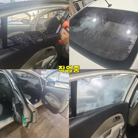 파주 운정 프라이드 신차 패키지 나노필름 이지스BR 1열 열선 시트 시트 전체교체작업 시공작업 후기 / 경기 파주