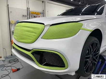 [랩핑전문][자동차사고보험처리수리] 수성구 벤츠 전문 s63 amg s650 앞범퍼 화이트 랩핑 재시공 / 대구 수성구 중동