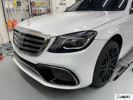 [랩핑전문][자동차사고보험처리수리] 수성구 벤츠 전문 s63 amg s650 앞범퍼 화이트 랩핑 재시공 / 대구 수성구 중동