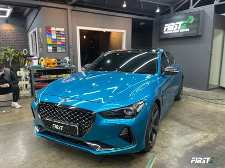 [대구랩핑][수성구사고수리][사고보험처리전문] 제네시스 G70 3.3T 터보 앞범퍼 3M 1080 아토믹틸 사고수리 랩핑 시공 / 대구 수성구 중동