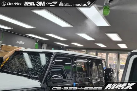 벤츠 G63 코팅이 벗겨지지않는 유리보호필름 클리어플렉스 시공 / 성동구 용답동