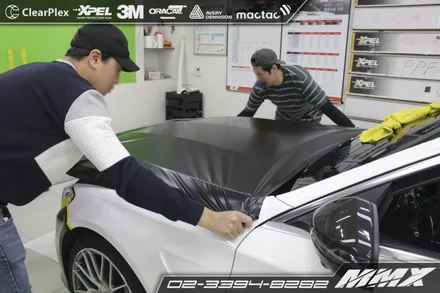 C63 AMG 사틴블랙 전체랩핑과 레드 포인트 / 성동구 용답동