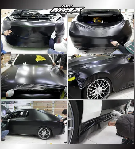 C63 AMG 사틴블랙 전체랩핑과 레드 포인트 / 성동구 용답동