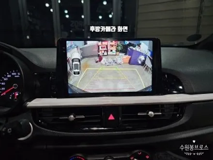 올뉴모닝 JA.   카나로X프로 안드로이드올인원 2K 고해상도. ADH후방카메라,전방카메라 시공작업 - 수원 봉브로스