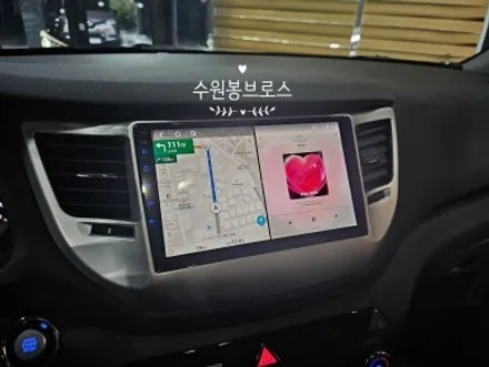 올뉴투싼 16년식. 사제네비탈거 카나로X프로 티맵 길안내 가능한 안드로이드올인원 으로 교체 -수원 봉브로스